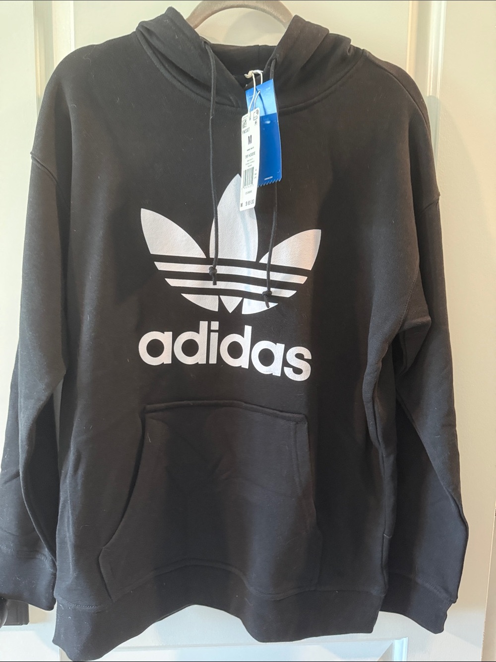 adidas Black Hoodie with White Trefoil Logo